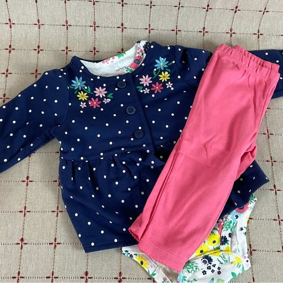 Set of Carters Baby Girl 3 piece Cardigan Sets Sz 9 months Bright Colorful New - Picture 3 of 3